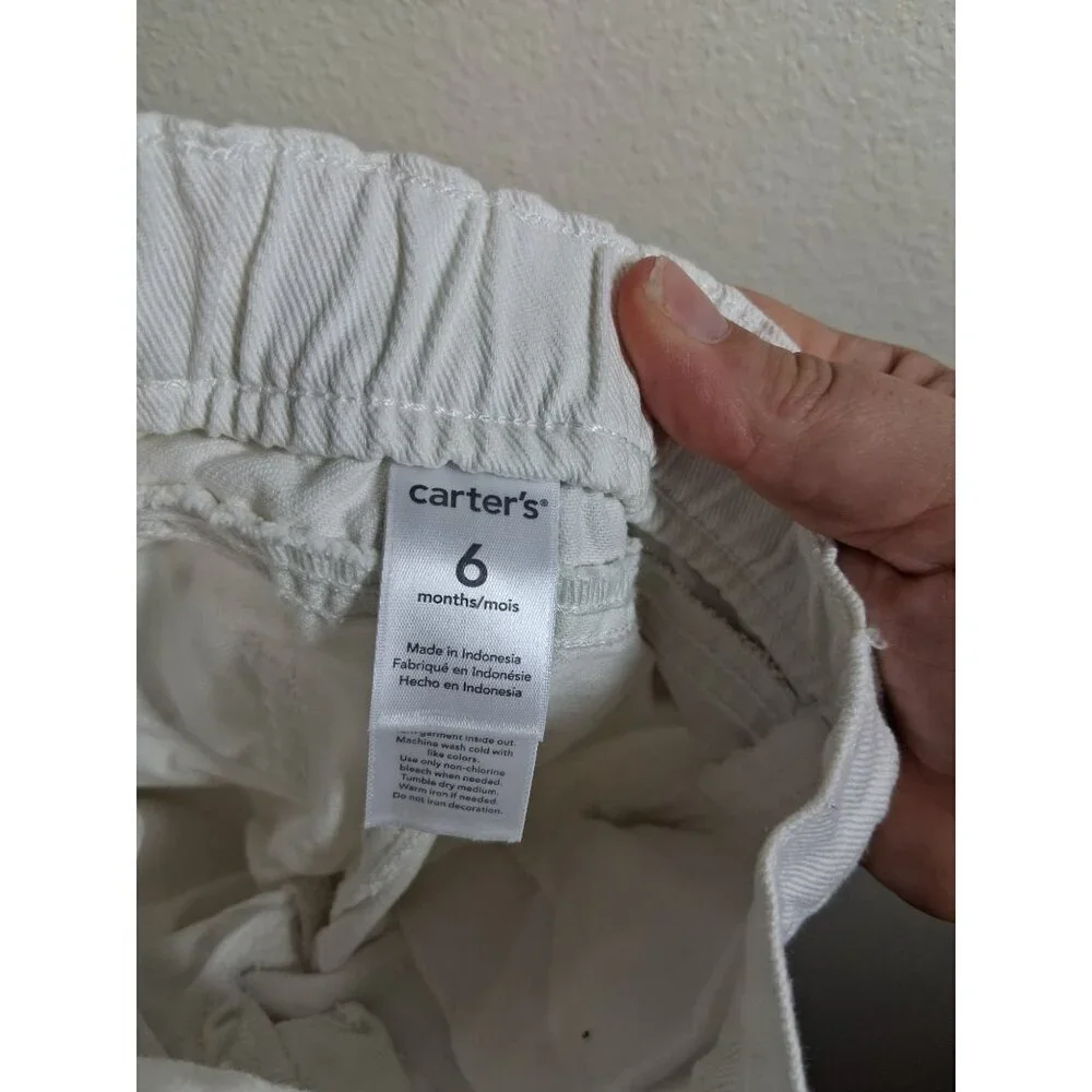 Carter's Denim Jeans Baby Infant Size 6 Months Unisex White